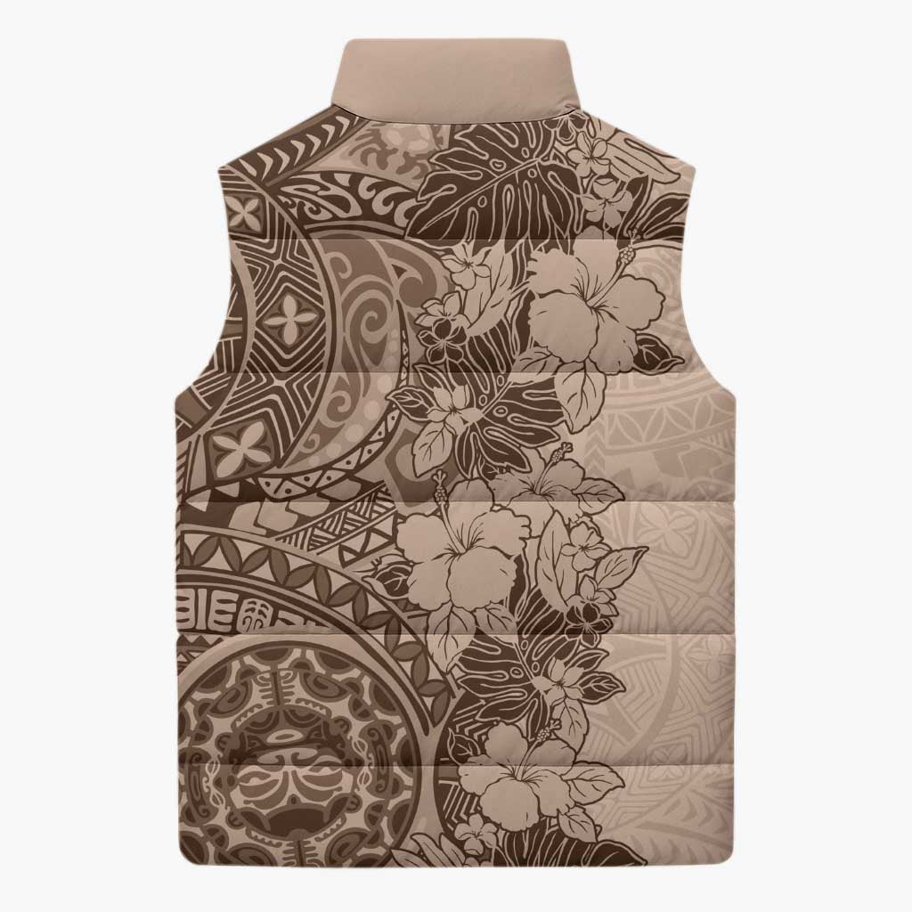 Polynesia Sleeveless Puffer Jacket Hibiscus Hawaiian Tribal Tattoo Retro Pink Pastel - Polynesian Pride