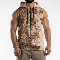 Polynesia Sleeveless Zip Hoodie Hibiscus Hawaiian Tribal Tattoo Retro Pink Pastel - Polynesian Pride