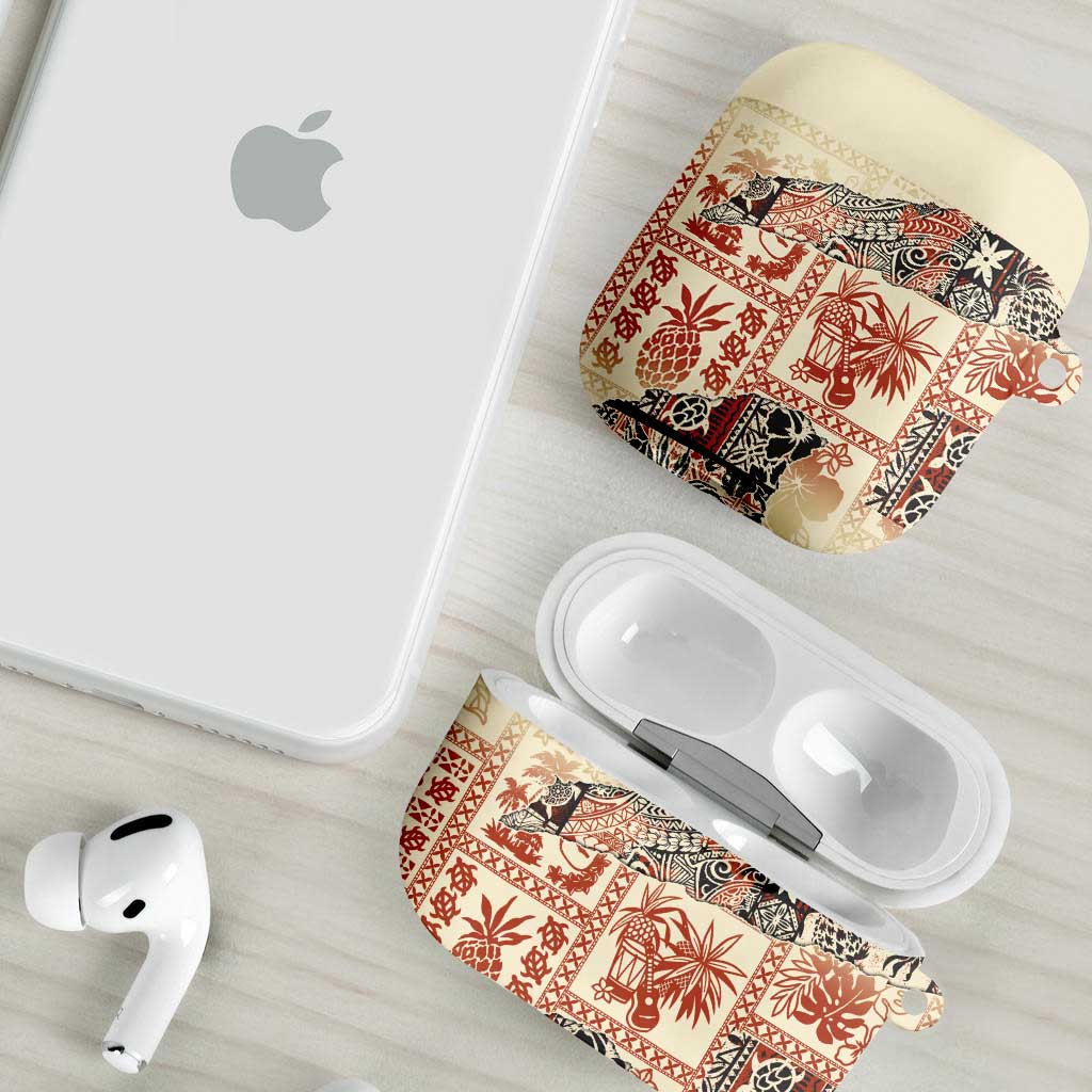 Hawaii Beige Version AirPods Case Aloha Tribal Pattern - Polynesian Pride