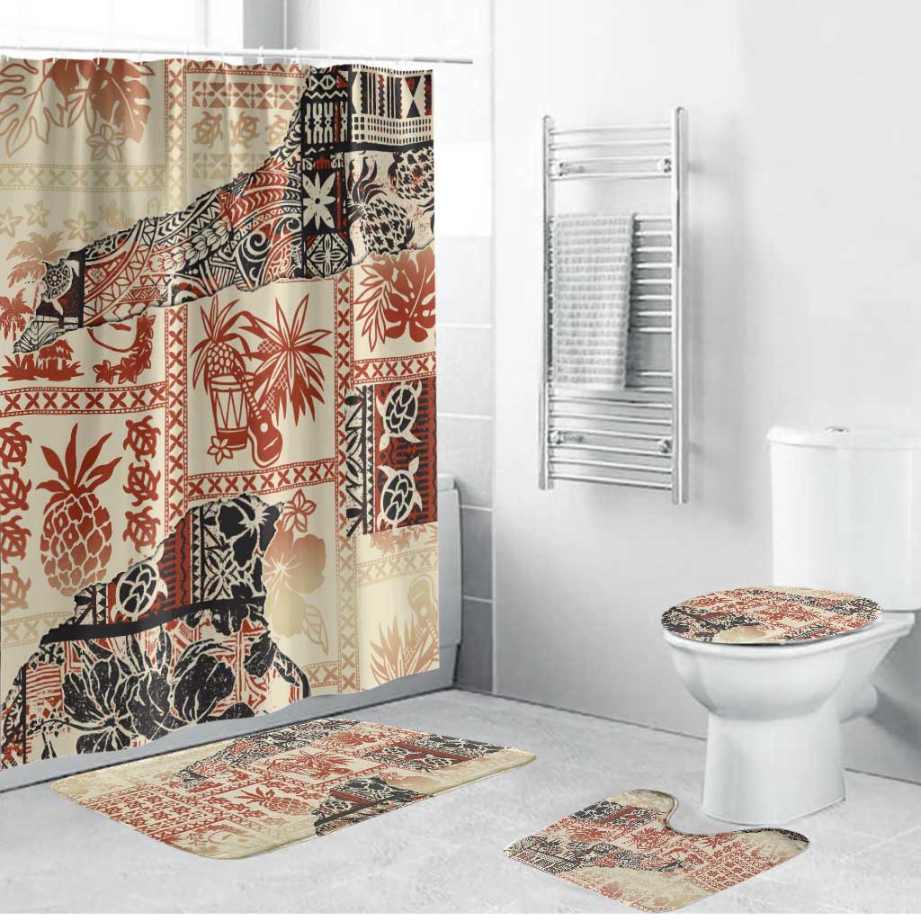 Hawaii Beige Version Bathroom Set Aloha Tribal Pattern - Polynesian Pride
