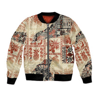 Hawaii Bomber Jacket Aloha Tribal Pattern Beige Version LT9 Unisex Beige - Polynesian Pride