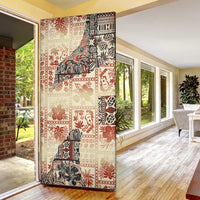 Hawaii Beige Version Door Cover Aloha Tribal Pattern - Polynesian Pride
