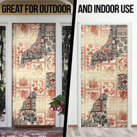 Hawaii Beige Version Door Cover Aloha Tribal Pattern - Polynesian Pride