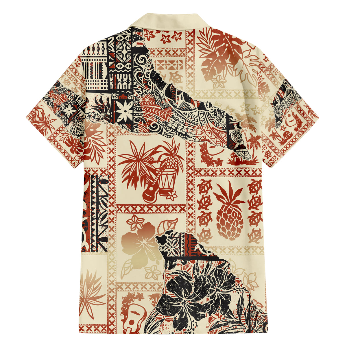 Hawaii Family Matching Short Sleeve Bodycon Dress and Hawaiian Shirt Aloha Tribal Pattern Beige Version LT9 - Polynesian Pride