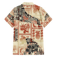 Hawaii Family Matching Short Sleeve Bodycon Dress and Hawaiian Shirt Aloha Tribal Pattern Beige Version LT9 - Polynesian Pride