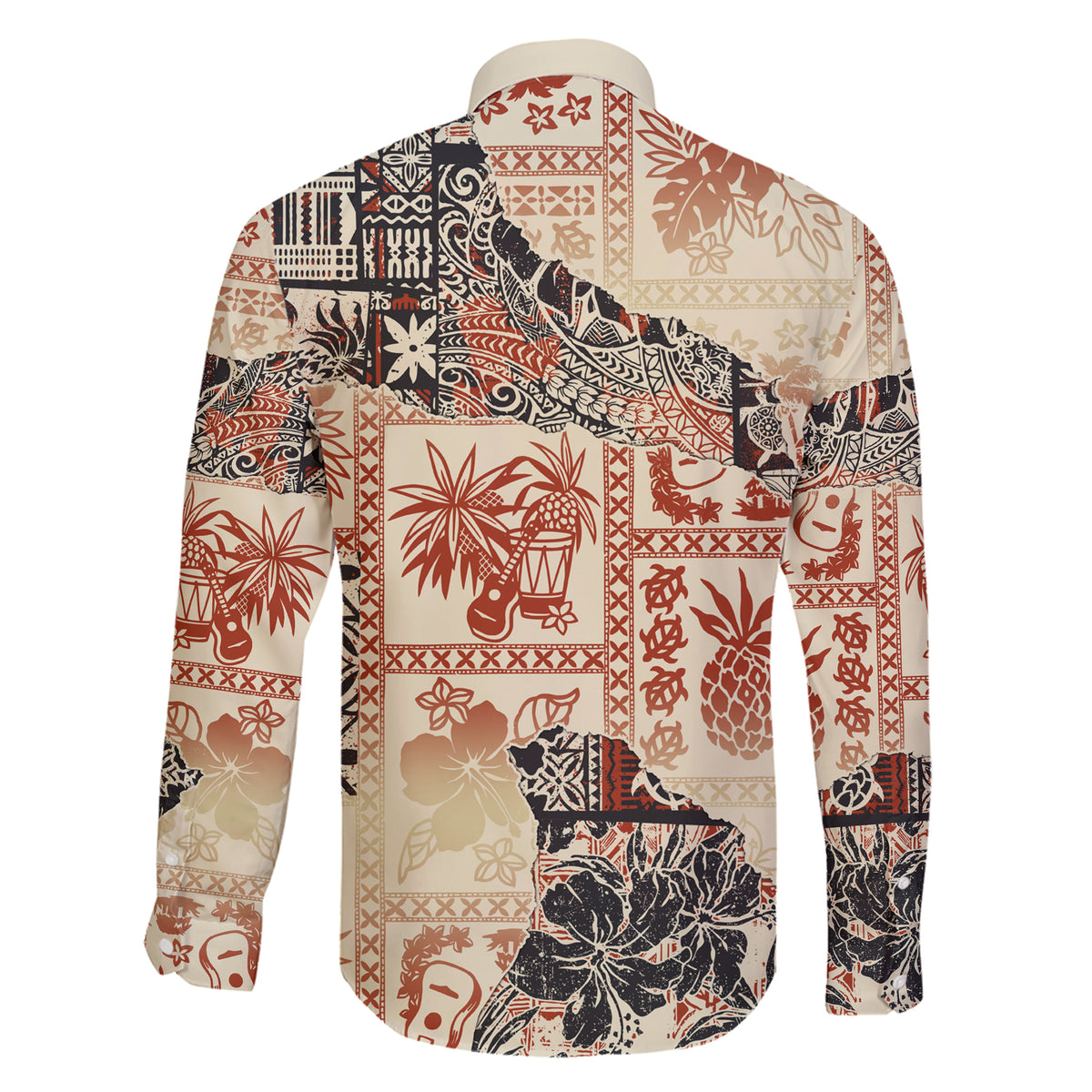 Hawaii Family Matching Short Sleeve Bodycon Dress and Hawaiian Shirt Aloha Tribal Pattern Beige Version LT9 - Polynesian Pride