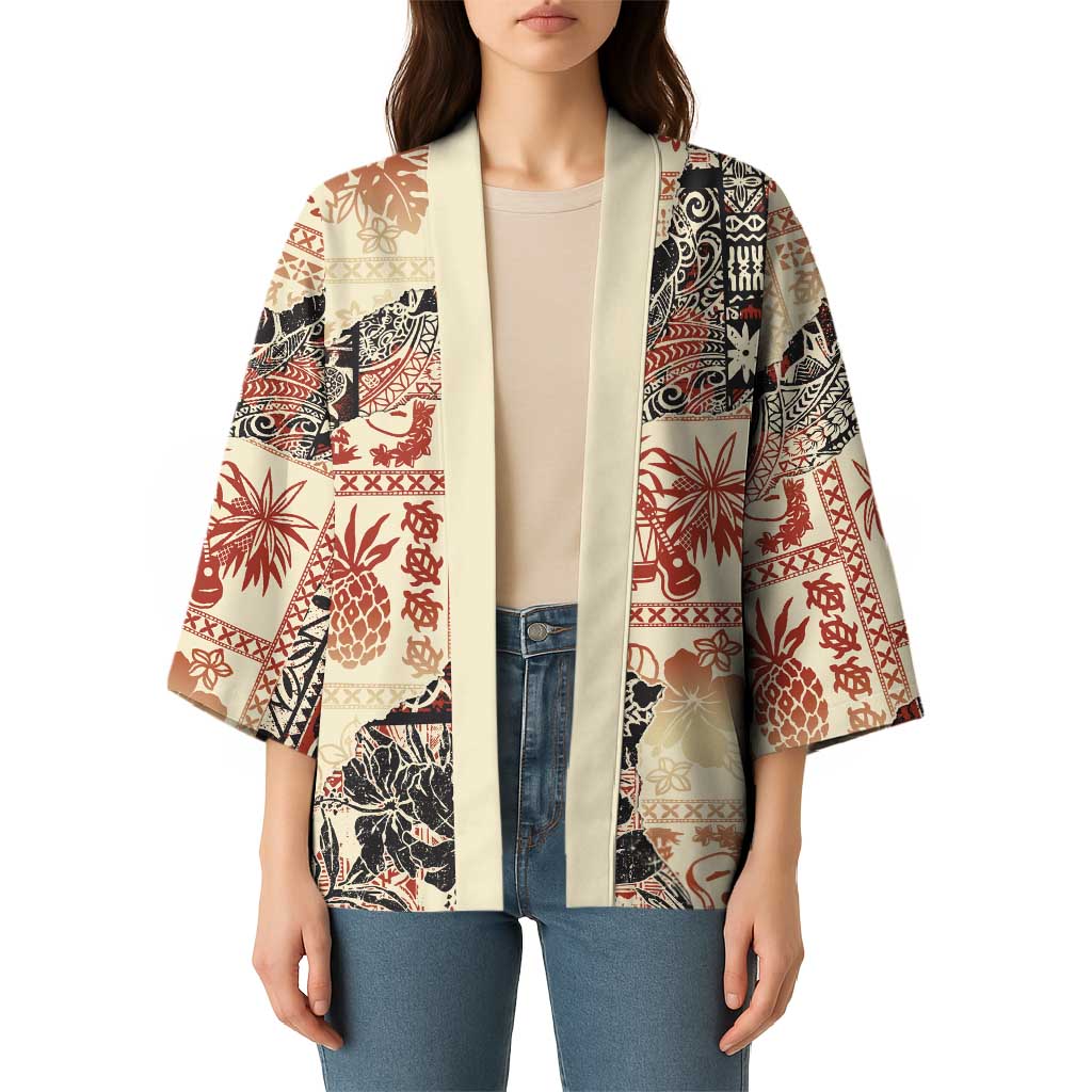 Hawaii Beige Version Kimono Aloha Tribal Pattern - Polynesian Pride