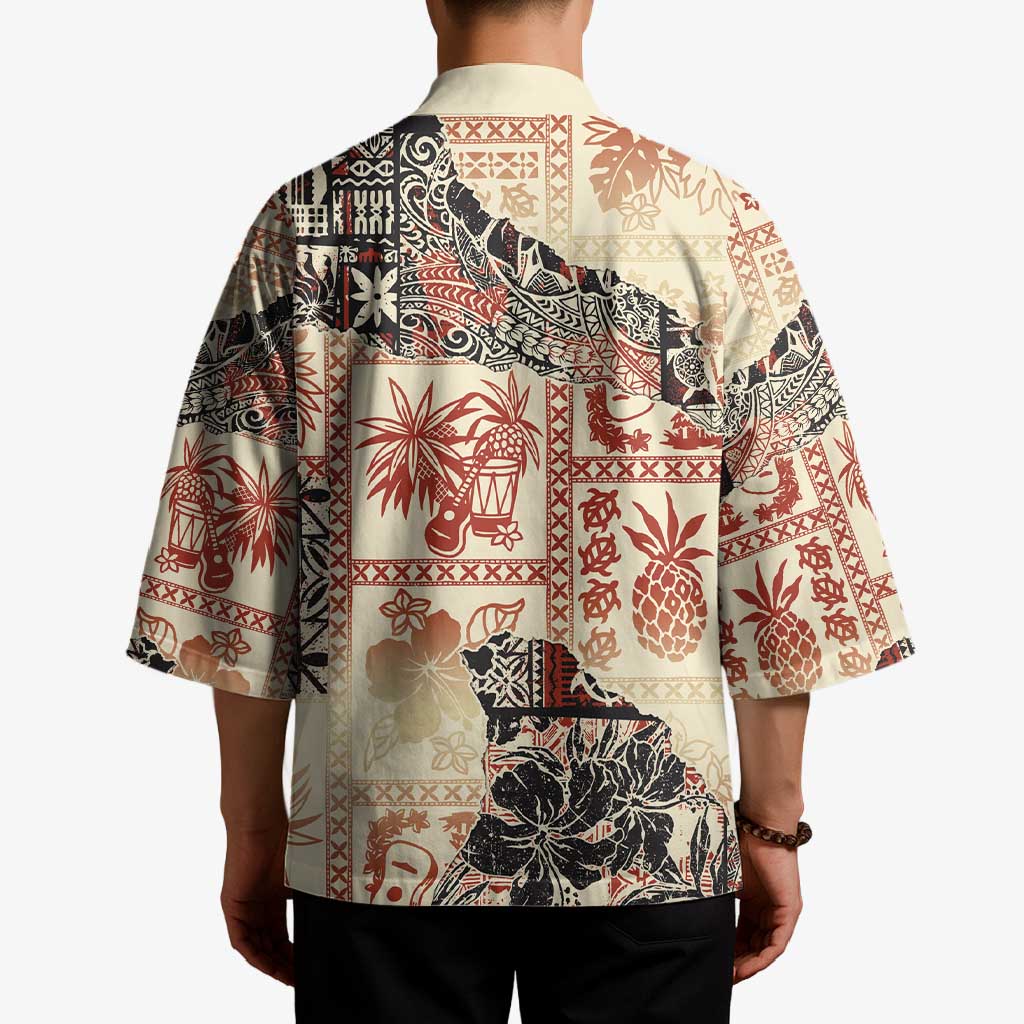 Hawaii Beige Version Kimono Aloha Tribal Pattern - Polynesian Pride