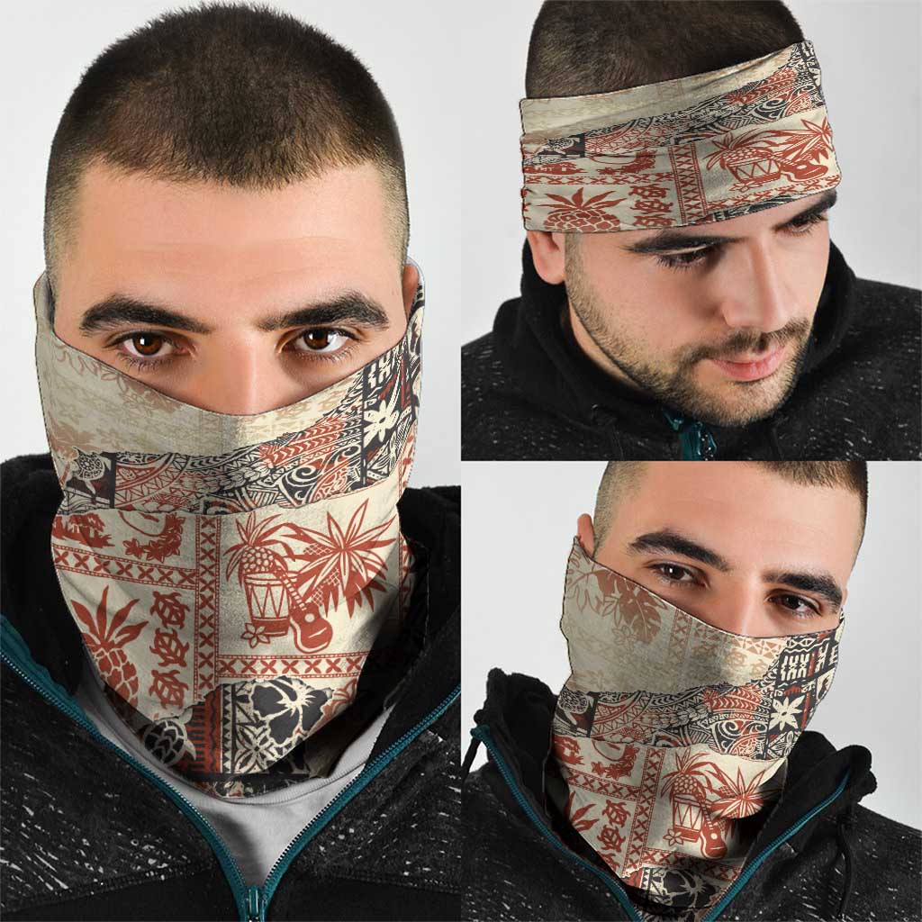 Hawaii Beige Version Neck Gaiter Aloha Tribal Pattern LT9 - Polynesian Pride