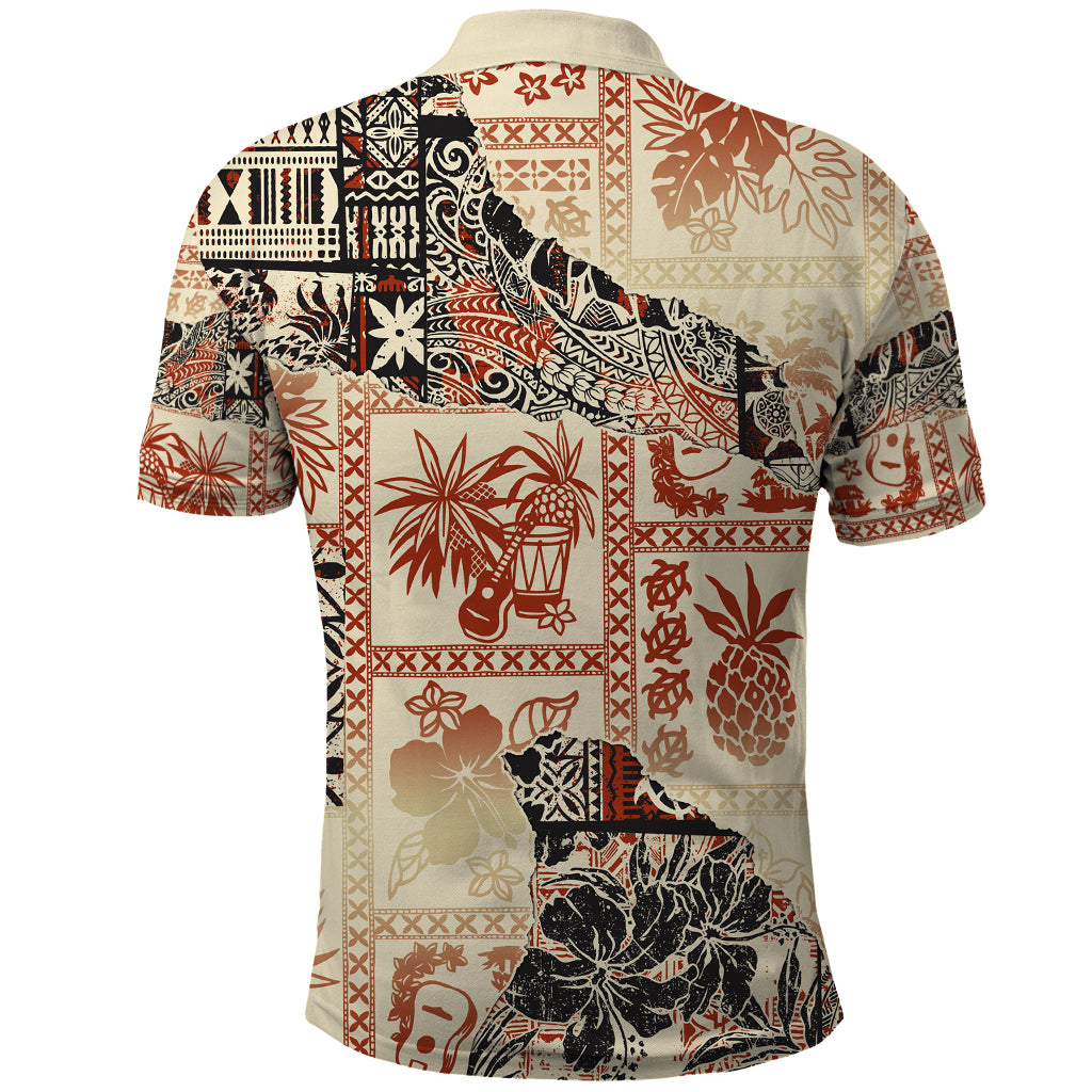 Hawaii Polo Shirt Aloha Tribal Pattern Beige Version LT9 - Polynesian Pride