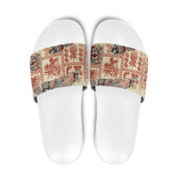 Hawaii Beige Version Slide Sandals Aloha Tribal Pattern LT9 Beige - Polynesian Pride