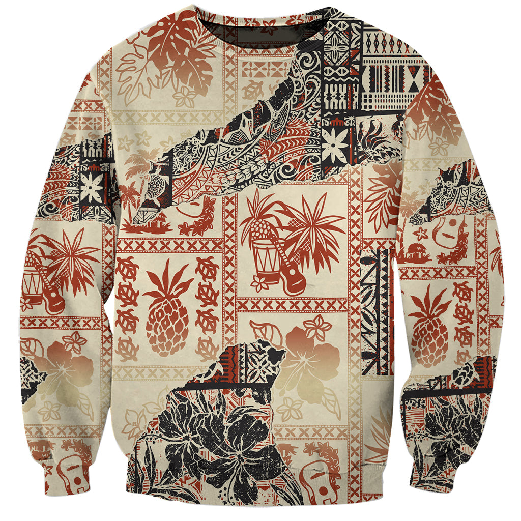 Hawaii Sweatshirt Aloha Tribal Pattern Beige Version LT9 Unisex Beige - Polynesian Pride