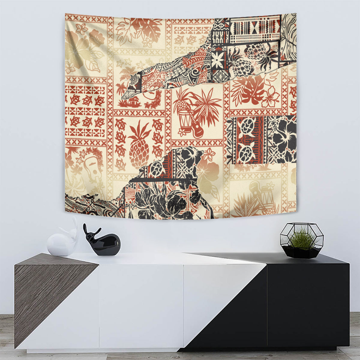 Hawaii Tapestry Aloha Tribal Pattern Beige Version LT9 - Polynesian Pride