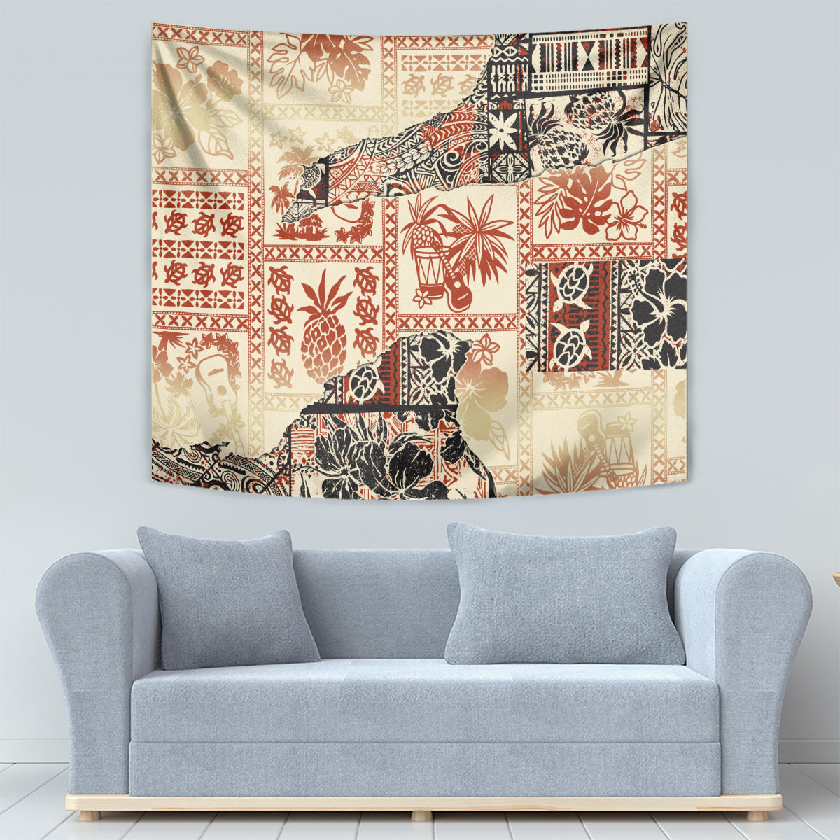 Hawaii Tapestry Aloha Tribal Pattern Beige Version LT9 - Polynesian Pride