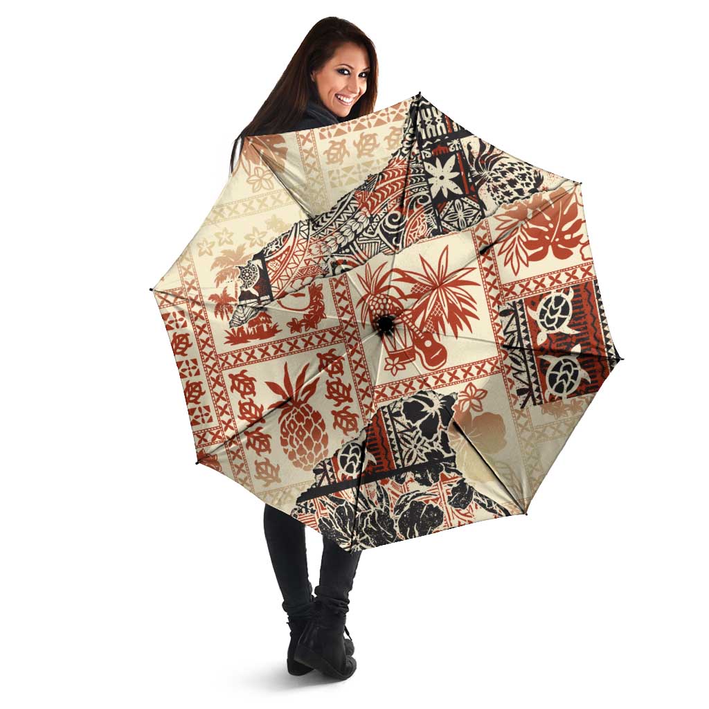 Hawaii Beige Version Umbrella Aloha Tribal Pattern - Polynesian Pride