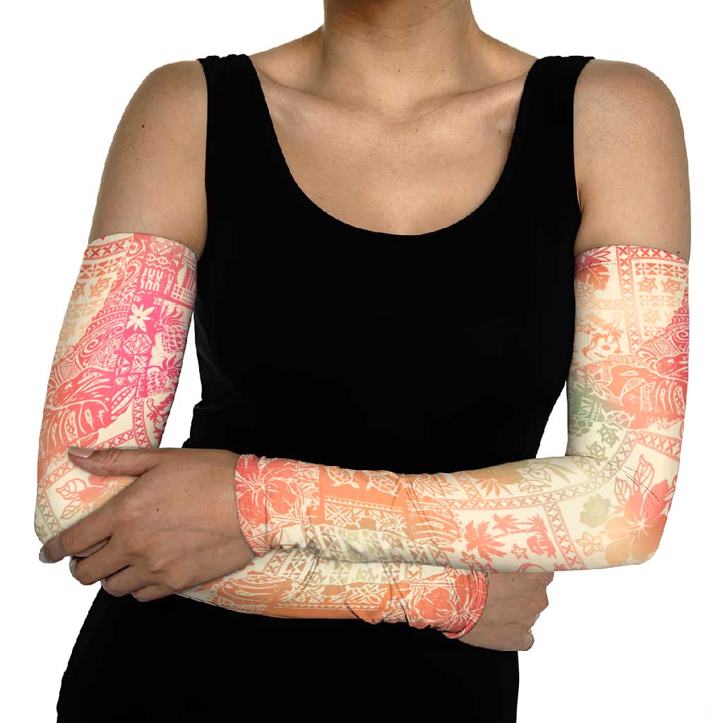 Hawaii Sweat Pink Ombre Arm Sleeves Aloha Tribal Pattern LT9 - Polynesian Pride
