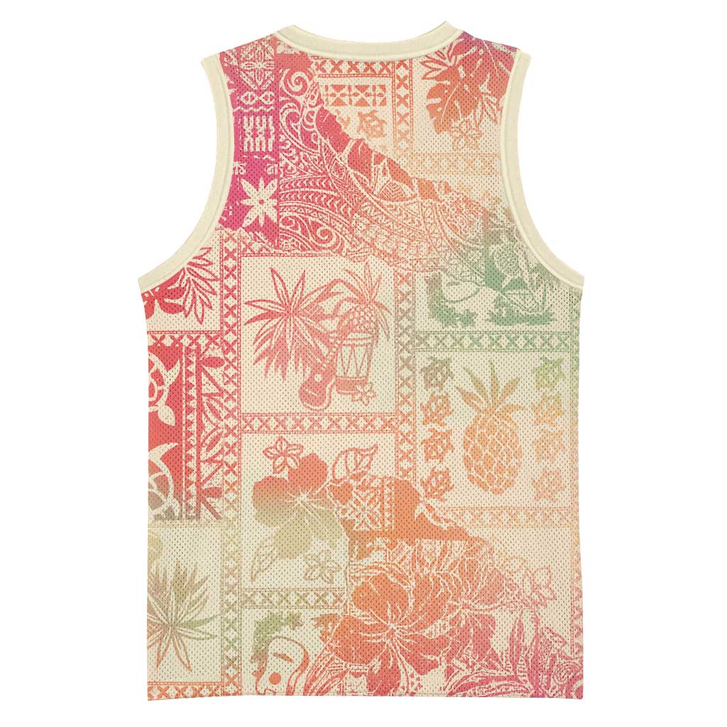 Hawaii Sweat Pink Ombre Basketball Jersey Aloha Tribal Pattern - Polynesian Pride