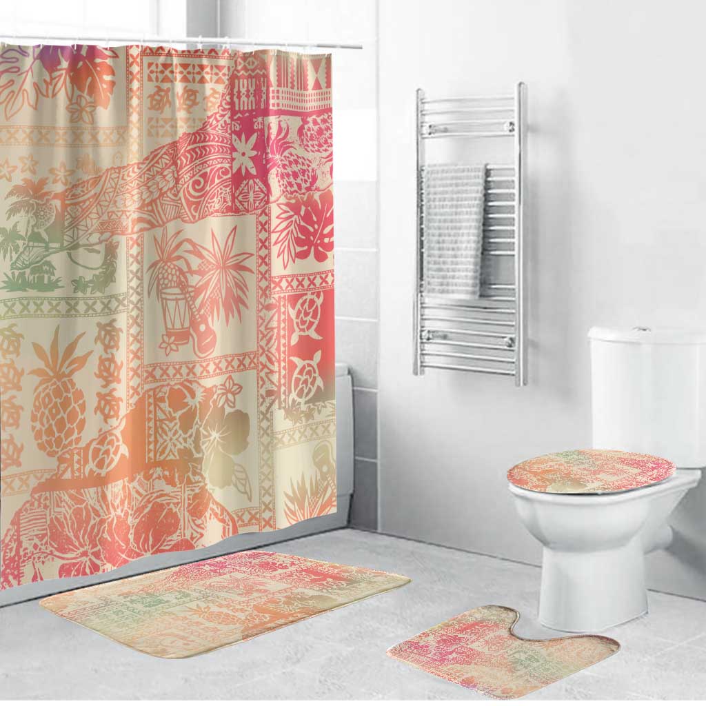 Hawaii Sweat Pink Ombre Bathroom Set Aloha Tribal Pattern - Polynesian Pride