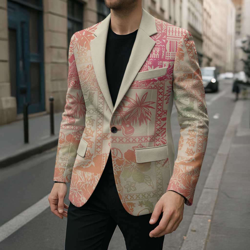 Hawaii Sweat Pink Ombre Blazer Aloha Tribal Pattern - Polynesian Pride
