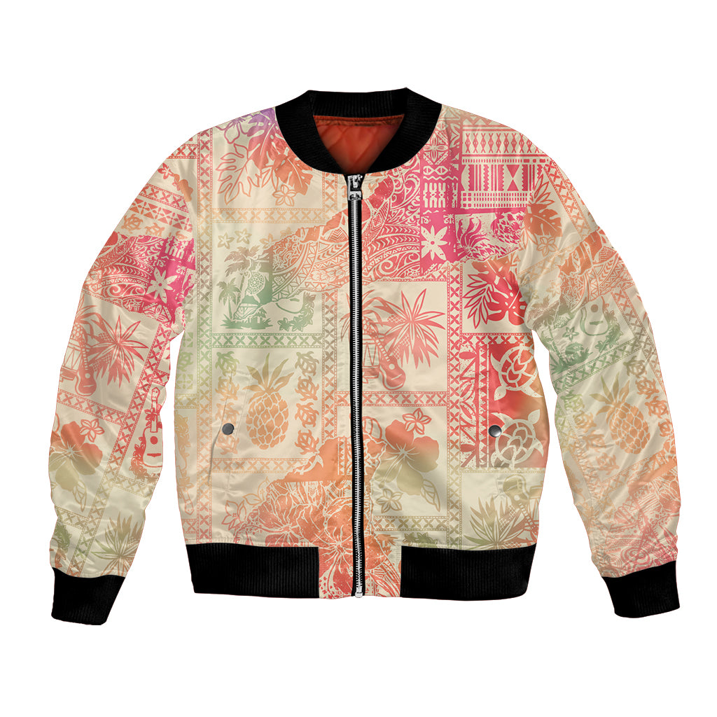 Hawaii Bomber Jacket Aloha Tribal Pattern Sweat Pink Ombre LT9 Unisex Pink - Polynesian Pride