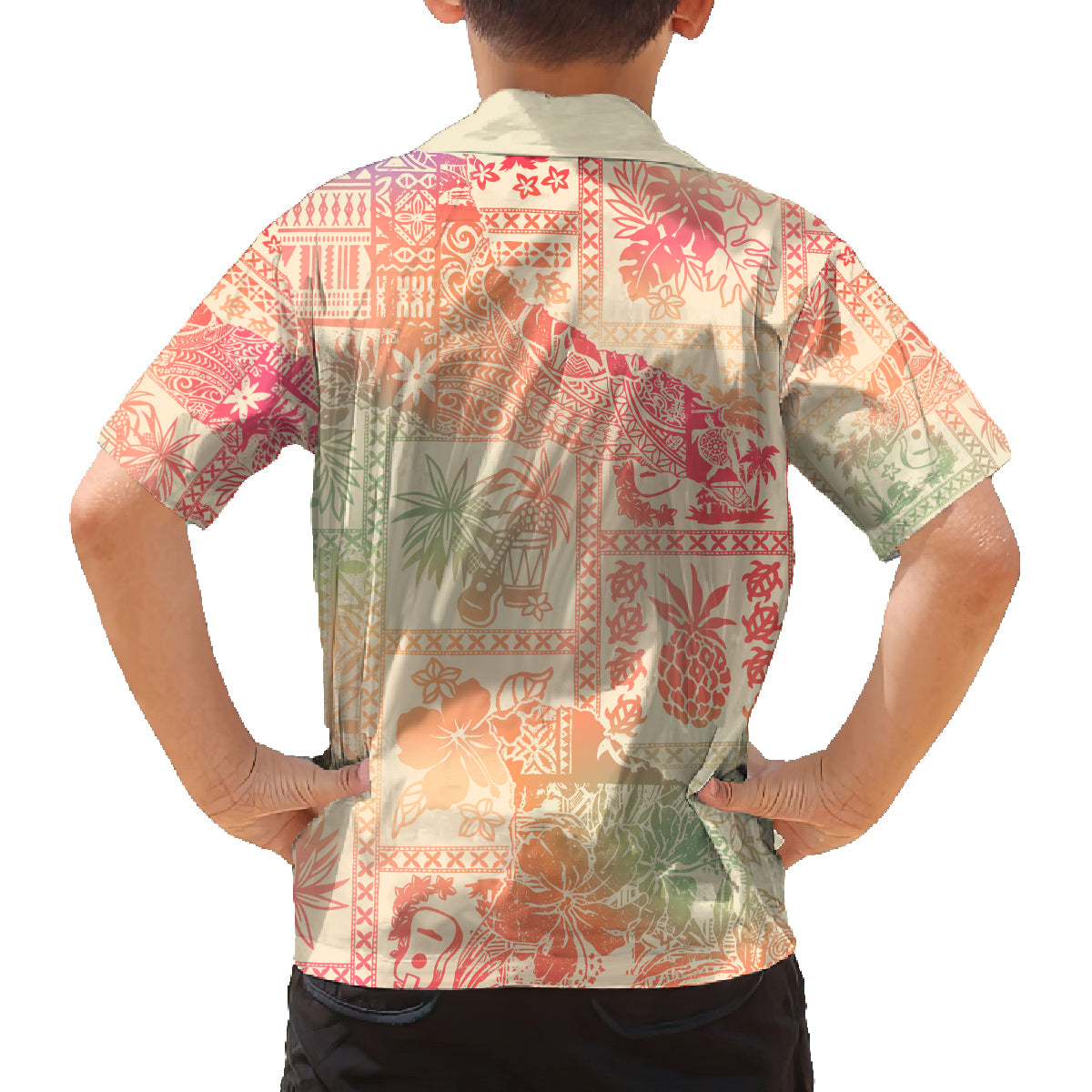 Hawaii Family Matching Tank Maxi Dress and Hawaiian Shirt Aloha Tribal Pattern Sweat Pink Ombre LT9 - Polynesian Pride