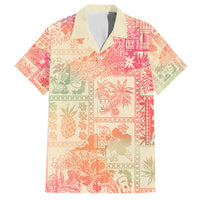 Hawaii Family Matching Tank Maxi Dress and Hawaiian Shirt Aloha Tribal Pattern Sweat Pink Ombre LT9 Dad's Shirt - Short Sleeve Pink - Polynesian Pride