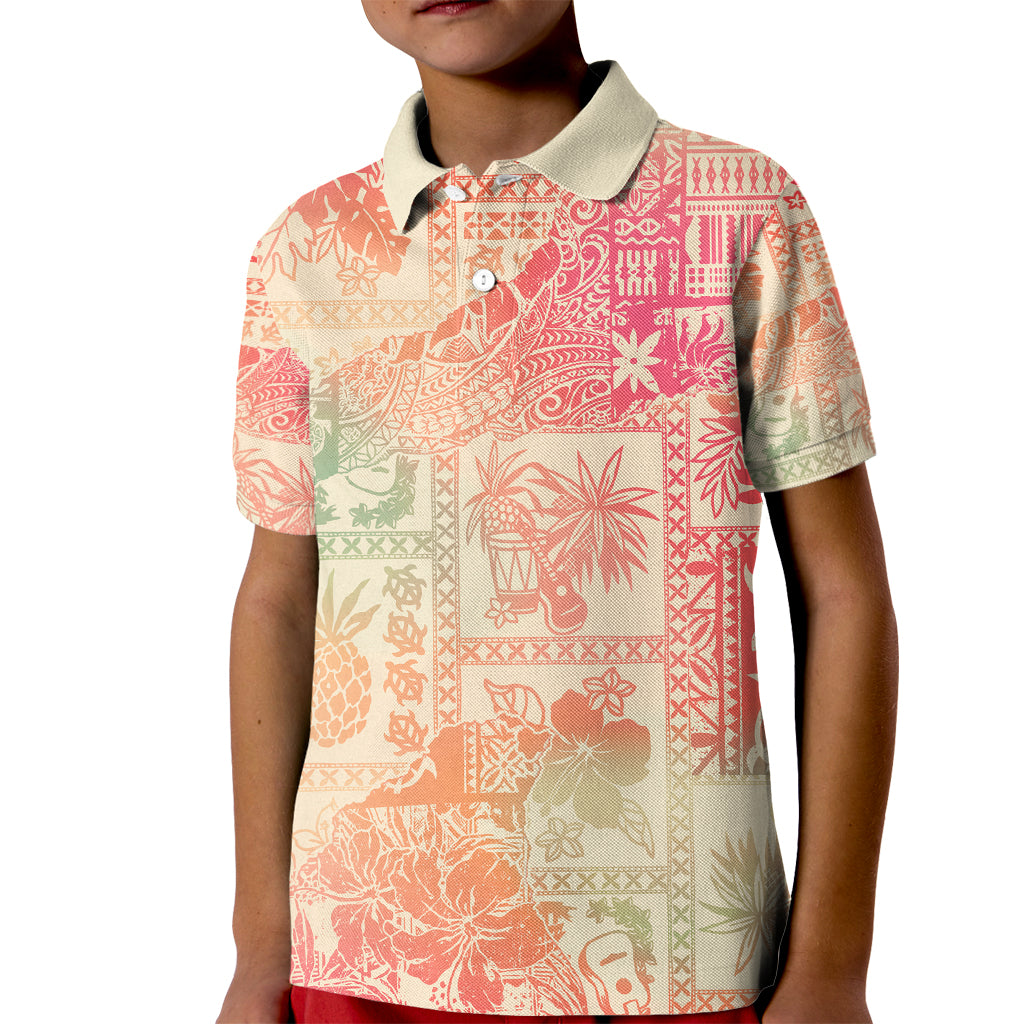 Hawaii Kid Polo Shirt Aloha Tribal Pattern Sweat Pink Ombre LT9 Kid Pink - Polynesian Pride