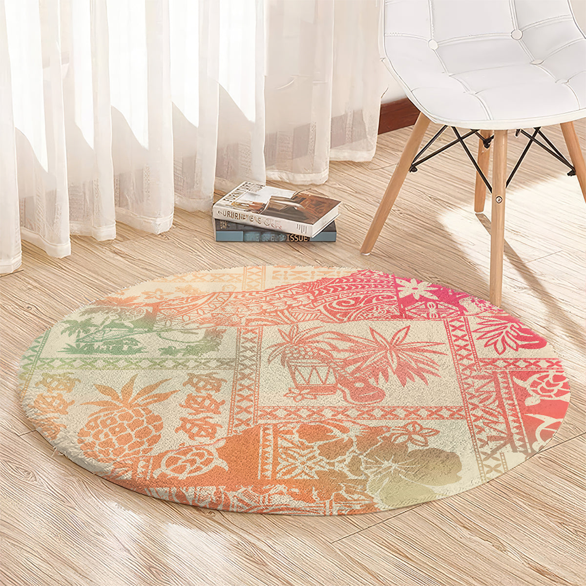 Hawaii Round Carpet Aloha Tribal Pattern Sweat Pink Ombre LT9 - Polynesian Pride