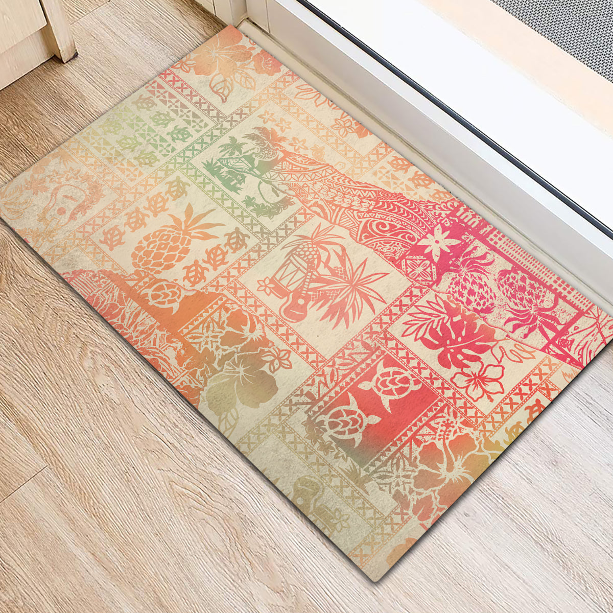 Hawaii Rubber Doormat Aloha Tribal Pattern Sweat Pink Ombre LT9 - Polynesian Pride