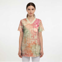 Hawaii Sweat Pink Ombre Scrub Top Aloha Tribal Pattern - Polynesian Pride