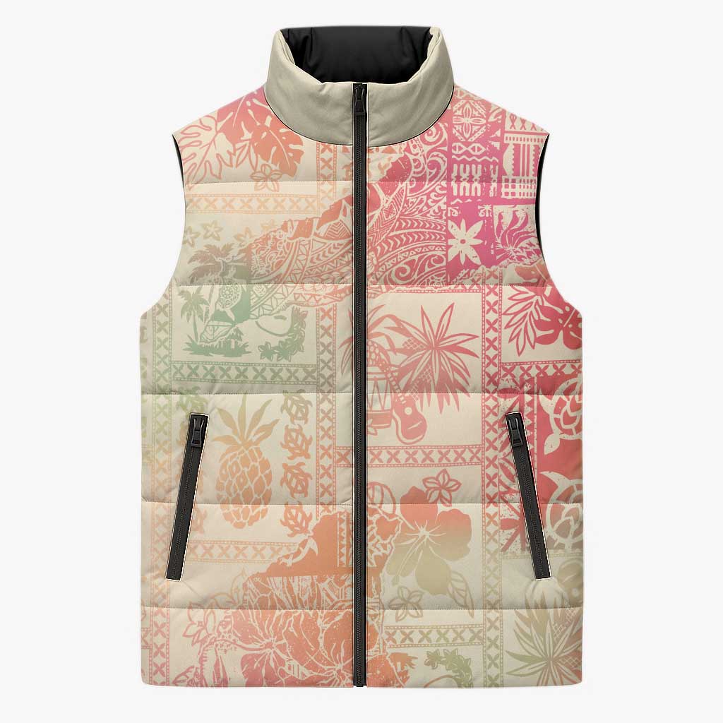 Hawaii Sweat Pink Ombre Sleeveless Puffer Jacket Aloha Tribal Pattern - Polynesian Pride