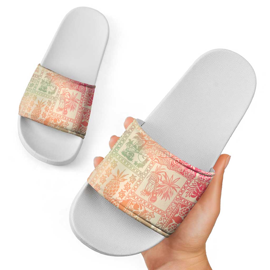 Hawaii Sweat Pink Ombre Slide Sandals Aloha Tribal Pattern LT9 - Polynesian Pride