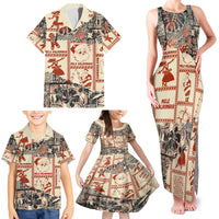 Aloha Hawaii Christmas Family Matching Tank Maxi Dress and Hawaiian Shirt Mele Kalikimaka Tapa Tribal Retro Style LT9 - Polynesian Pride