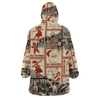 Aloha Hawaii Christmas Wearable Blanket Hoodie Mele Kalikimaka Tapa Tribal Retro Style LT9 - Polynesian Pride