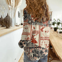 Aloha Hawaii Christmas Women Casual Shirt Mele Kalikimaka Tapa Tribal Retro Style LT9 - Polynesian Pride