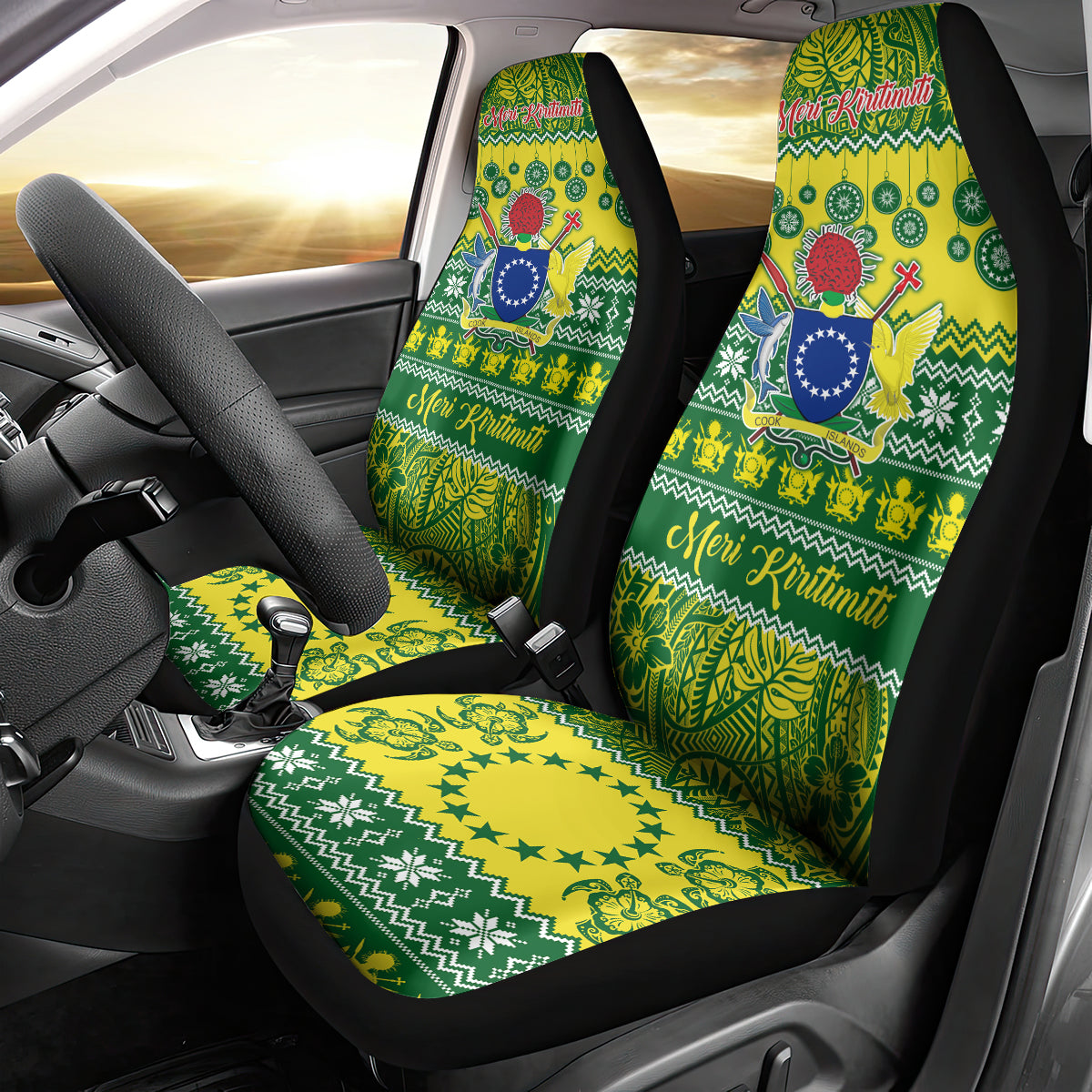 Cook Islands Christmas Car Seat Cover Santa Beach Meri Kiritimiti LT9 - Polynesian Pride