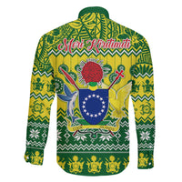 Cook Islands Christmas Family Matching Off Shoulder Maxi Dress and Hawaiian Shirt Santa Beach Meri Kiritimiti LT9 - Polynesian Pride