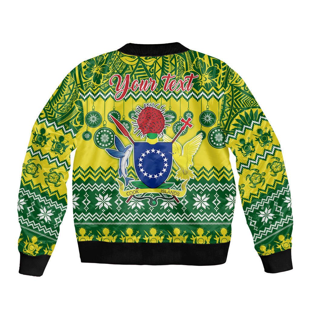 Personalised Cook Islands Christmas Bomber Jacket Santa Beach Meri Kiritimiti LT9 - Polynesian Pride