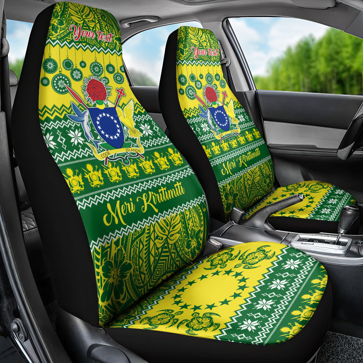 Personalised Cook Islands Christmas Car Seat Cover Santa Beach Meri Kiritimiti LT9 - Polynesian Pride
