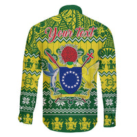 Personalised Cook Islands Christmas Family Matching Off Shoulder Short Dress and Hawaiian Shirt Santa Beach Meri Kiritimiti LT9 - Polynesian Pride