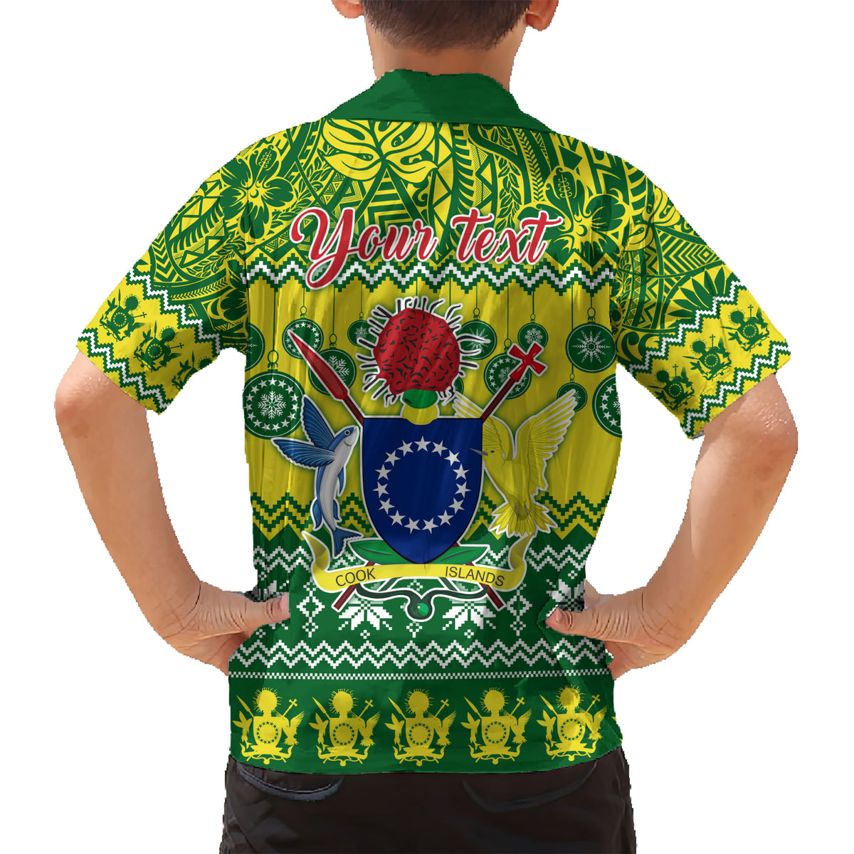 Personalised Cook Islands Christmas Kid Hawaiian Shirt Santa Beach Meri Kiritimiti LT9 - Polynesian Pride
