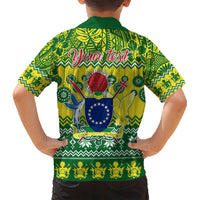 Personalised Cook Islands Christmas Kid Hawaiian Shirt Santa Beach Meri Kiritimiti LT9 - Polynesian Pride