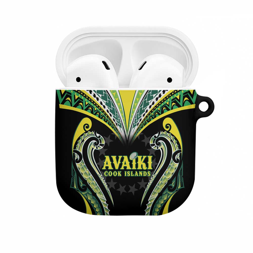 Rugby Cook Islands Avaiki AirPods Case Black Kuki Airani Tribal Maori Inspired - Polynesian Pride