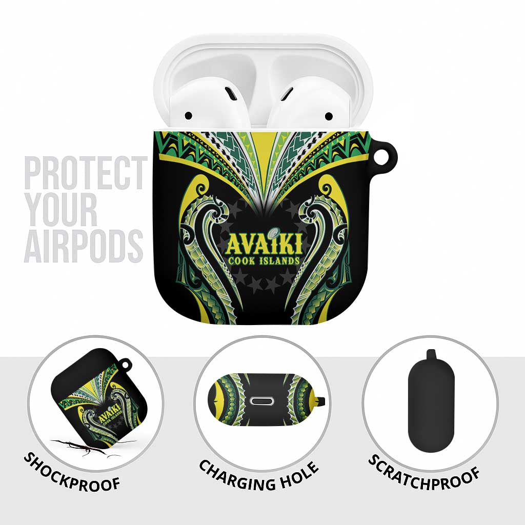 Rugby Cook Islands Avaiki AirPods Case Black Kuki Airani Tribal Maori Inspired - Polynesian Pride