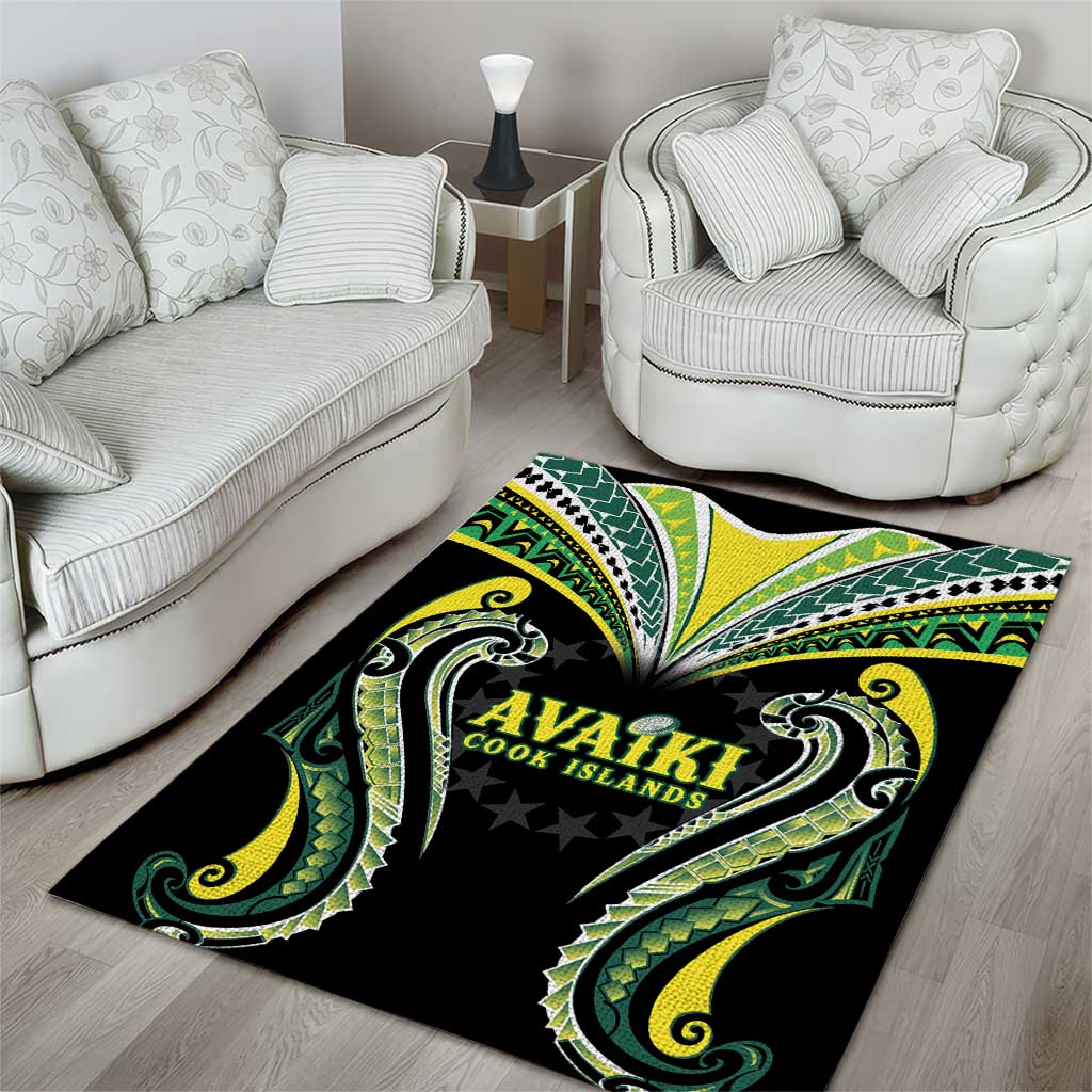 Rugby Cook Islands Avaiki Area Rug Black Kuki Airani Tribal Maori Inspired - Polynesian Pride