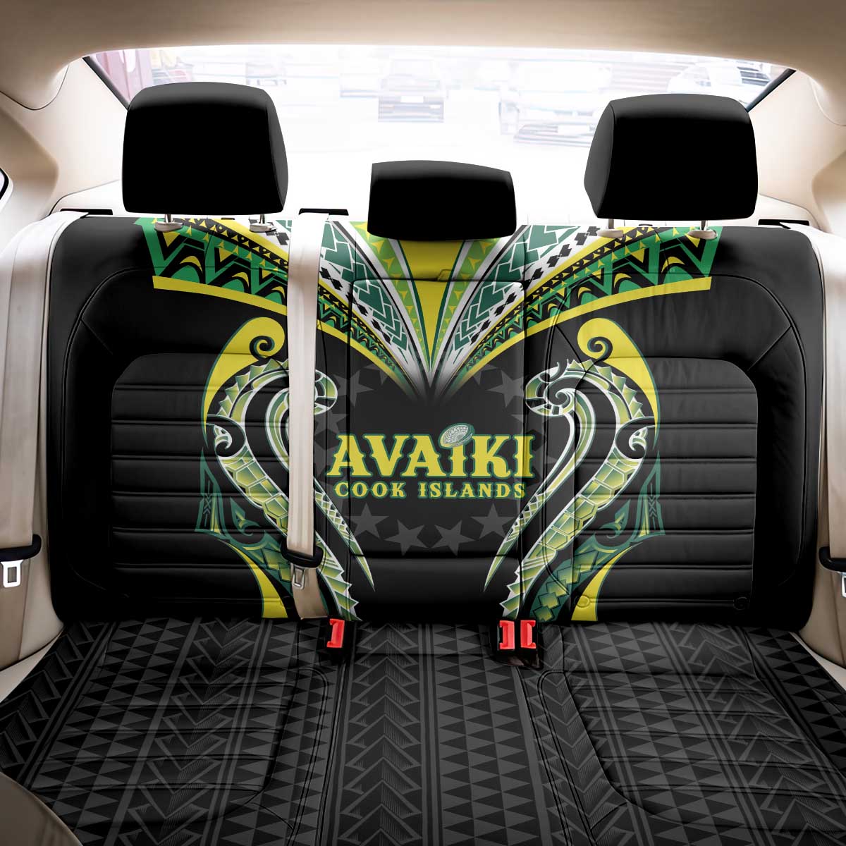 Rugby Cook Islands Avaiki Back Car Seat Cover Black Kuki Airani Tribal Maori Inspired LT9 - Polynesian Pride