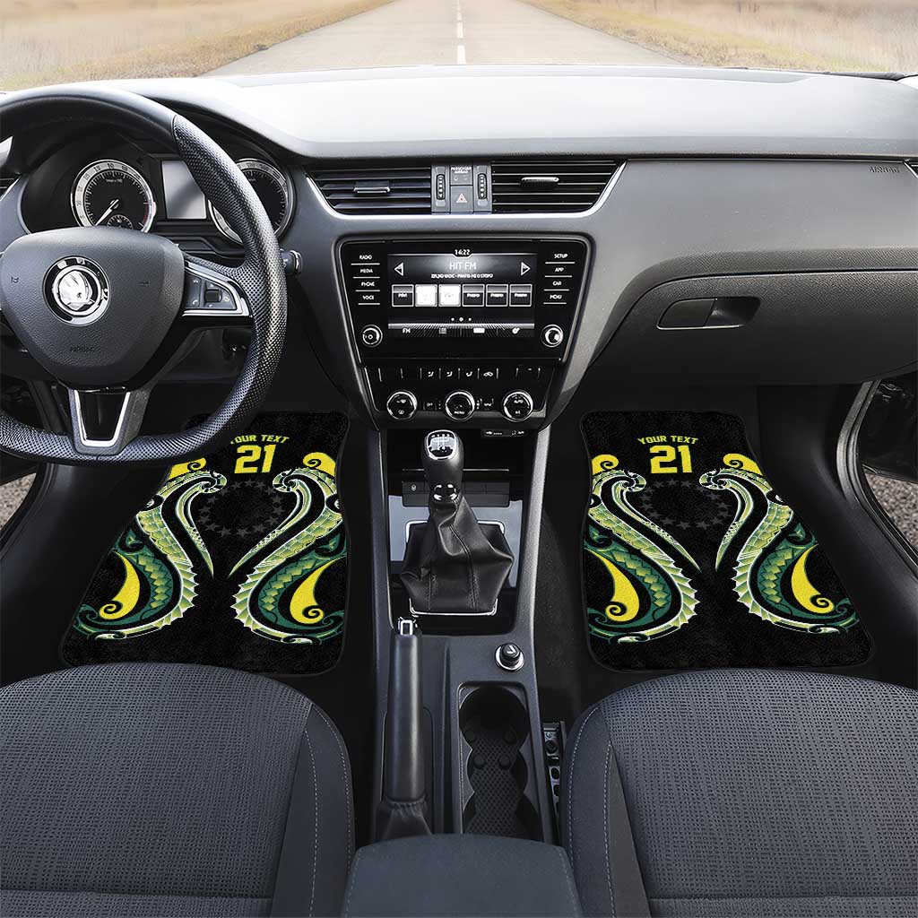 Custom Rugby Cook Islands Avaiki Car Mats Black Kuki Airani Tribal Maori Inspired LT9 Set 2pcs - Front Black - Polynesian Pride