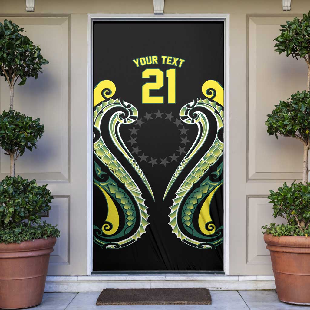 Custom Rugby Cook Islands Avaiki Door Cover Black Kuki Airani Tribal Maori Inspired - Polynesian Pride