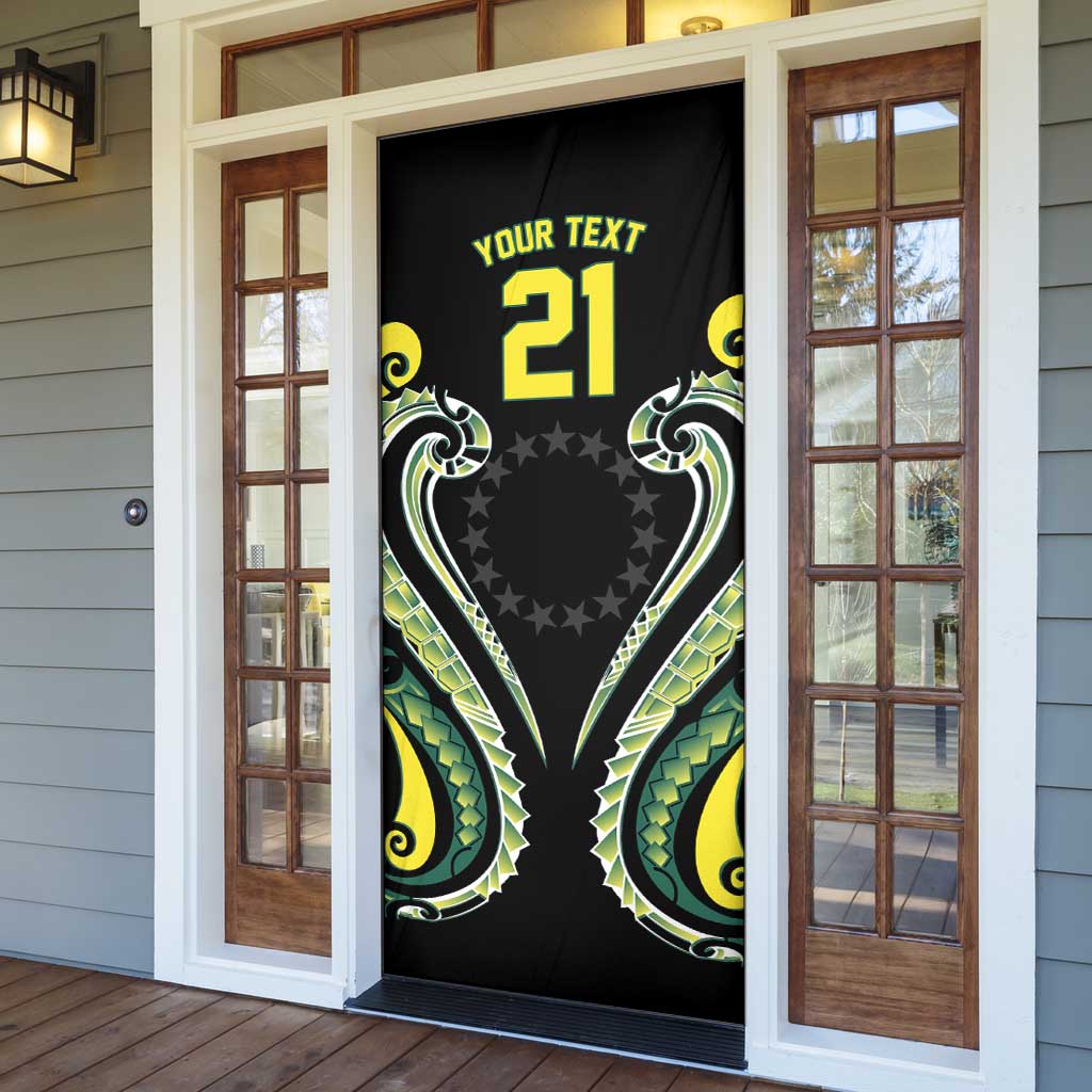 Custom Rugby Cook Islands Avaiki Door Cover Black Kuki Airani Tribal Maori Inspired - Polynesian Pride