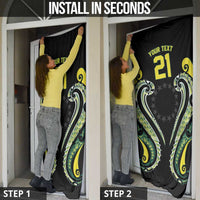Custom Rugby Cook Islands Avaiki Door Cover Black Kuki Airani Tribal Maori Inspired - Polynesian Pride
